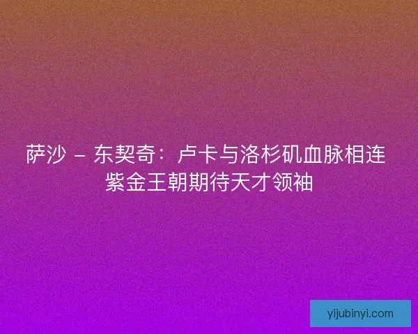 萨沙 - 东契奇：卢卡与洛杉矶血脉相连 紫金王朝期待天才领袖