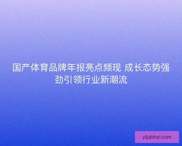 国产体育品牌年报亮点频现 成长态势强劲引领行业新潮流