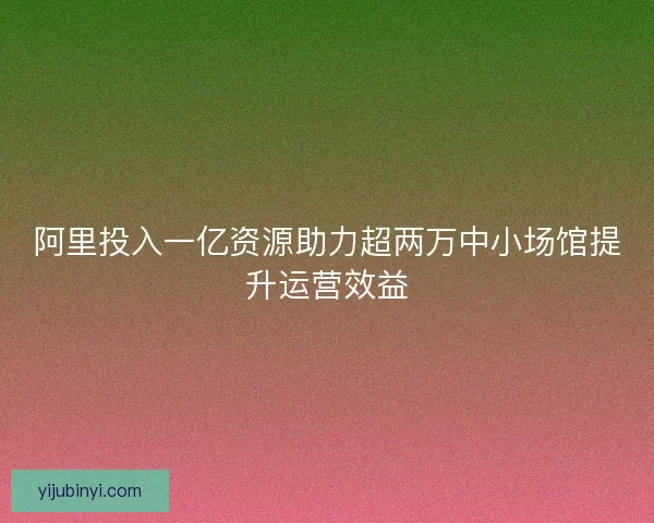 阿里投入一亿资源助力超两万中小场馆提升运营效益
